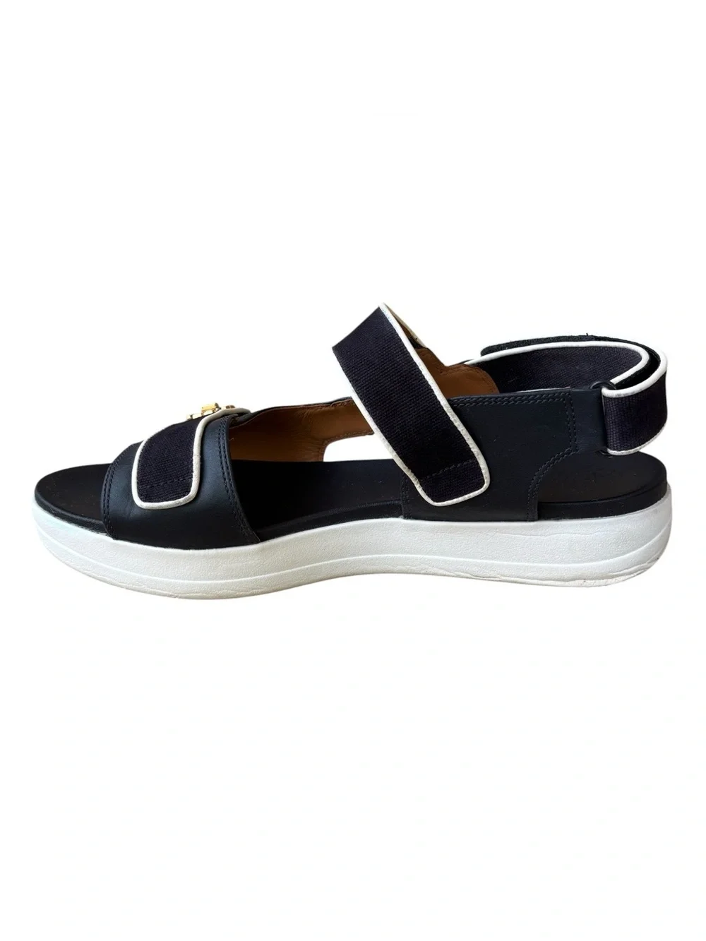 TORY BURCH “Kira” Navy & White Canvas Leather Sport Sandals